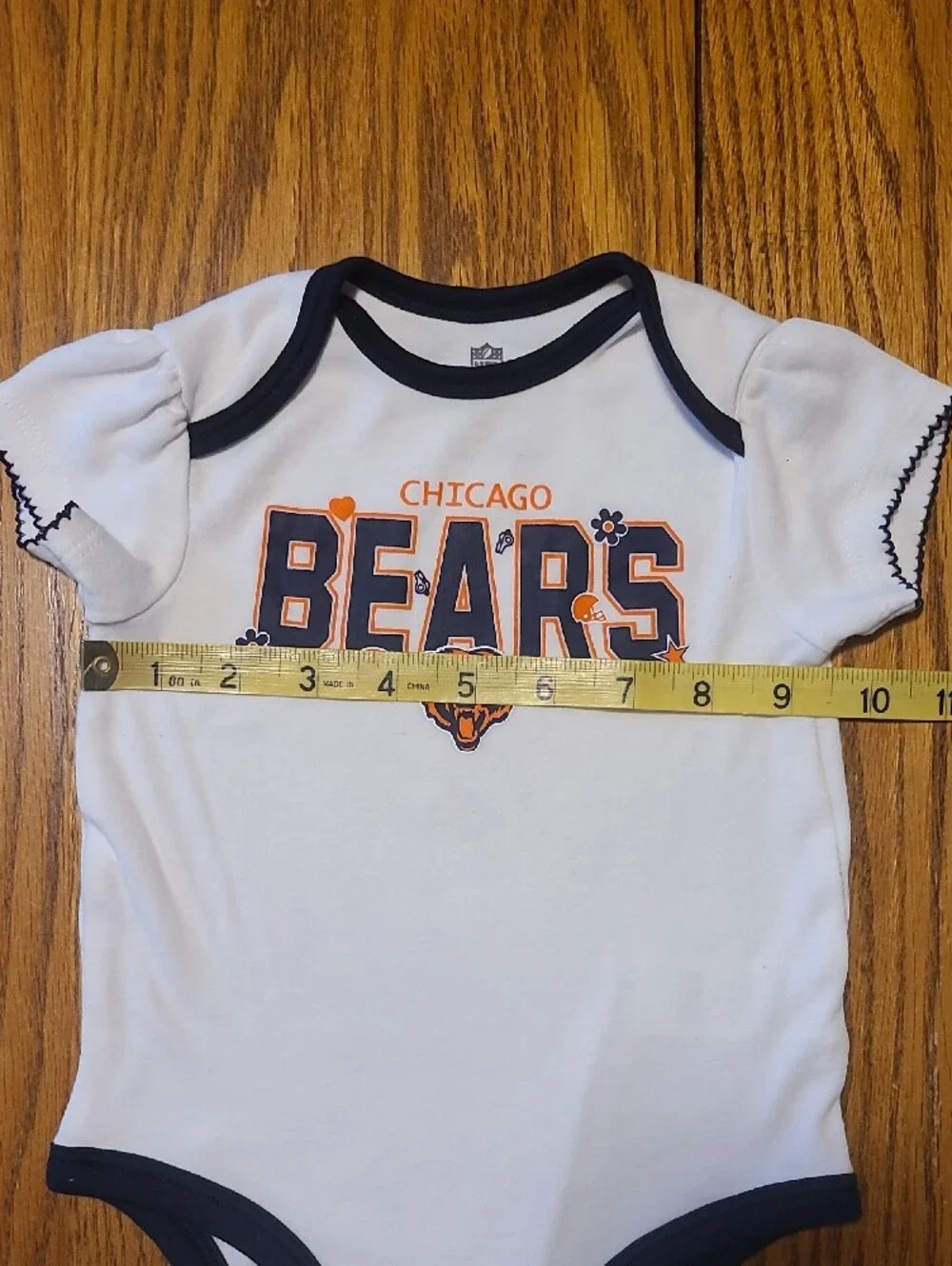 Chicago Bears White & Navy Baby One-Piece Bodysuit - 12 Months